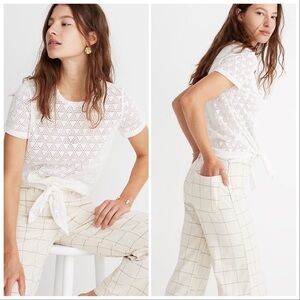 Madewell Texture and Thread Modern Tie-Front Tee in Geo-Eyelet Size M